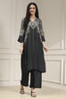 Black Printed Straight Kurta Set image number 6