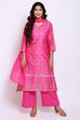 Green Straight Kurta Palazzo Suit Set image number 0