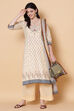 Beige Cotton Straight Kurta Palazzo Suit Set image number 7