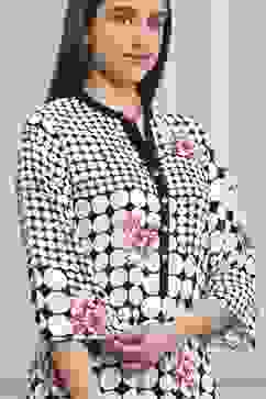 Black and White Printed Straight Suit Set image number 1