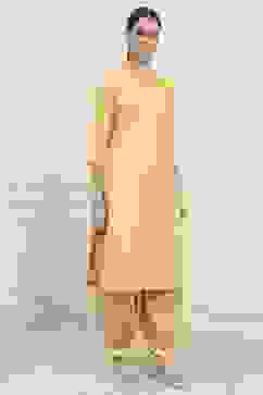 Mustard Chanderi Blend Brocade Unstitched Suit Set image number 6