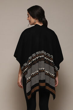 Black Cotton Jacquard Straight Yarndyed Sweater image number 4