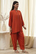 Burnt Orange Straight Solid Co-ord Set image number 5