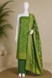Green Chanderi Silk Printed Unstitched Suit Set image number 5