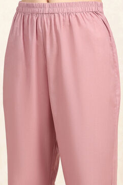 Pink Cotton Unstitched Suit Set image number 3