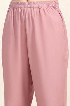 Pink Cotton Embroidered Unstitched Suit Set image number 3