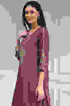 Old Rose Solid Straight Suit Set image number 1