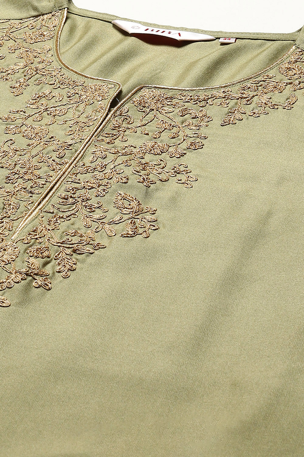 Sap Green Embroidered Straight Kurta Set image number 1