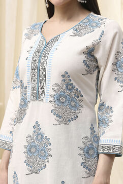 White Cotton Unstitched Suit Set image number 2