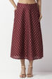 Maroon Art Silk Foil Printed Flared Skirt image number 6