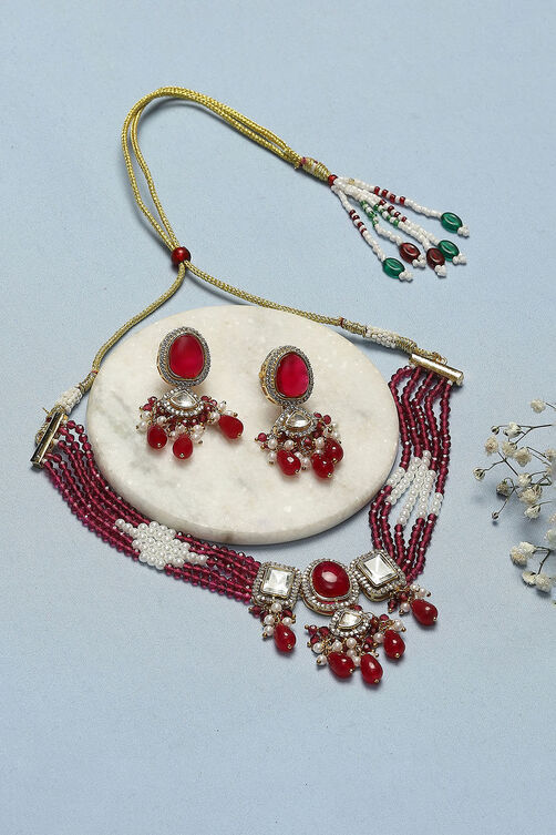 Red Brass Necklace Set image number 0