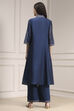 Blue Chanderi Gathered Dyed Suit Set image number 4