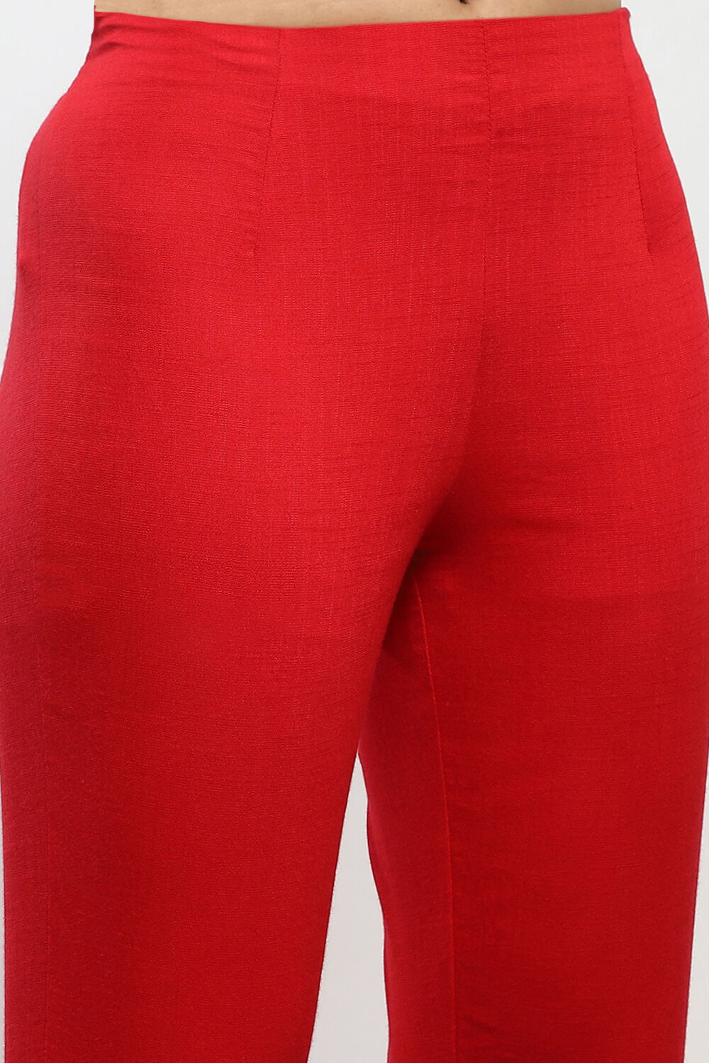 Red Viscose Lycra Solid Pants image number 1