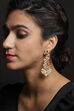 White Kundan Pearl Earrings image number 1