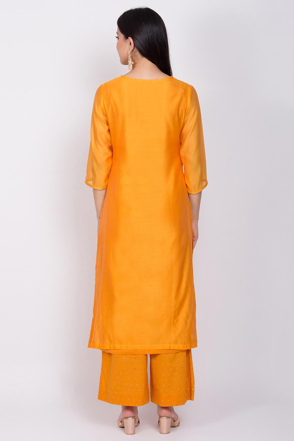 Blue Straight Kurta Palazzo Suit Set image number 4