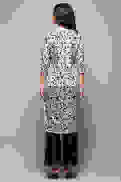 Beige and Black Printed Straight Suit Set image number 5