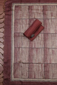 Wine Silk Blend Printed Embroidered Unstitched Suit Set image number 3