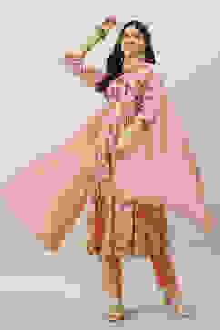 Pink Rayon A-Line Kurta Slim Pant Suit Set image number 6