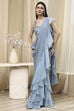 Ice Blue Nylon Saree image number 6