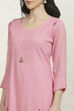 Pink Cotton Hand Embroidered Unstitched Suit Set image number 2
