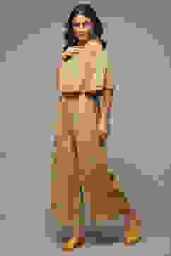 Yellow LIVA Printed Jumpsuit image number 3