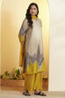 Grey Viscose Blend Straight Suit Set image number 4