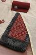 Black Cotton Blend Hand Block Print Unstitched Suit Set image number 0