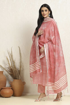 Pink Linen Blend Woven Unstitched Suit Set image number 4