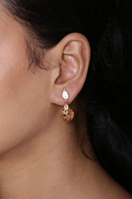 Rose gold and light peach drop earring image number 1