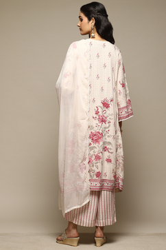 Beige Rayon Straight Kurta Palazzo Suit Set image number 4