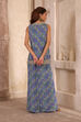 Blue Chanderi Front Open Printed Co-ord Set image number 4