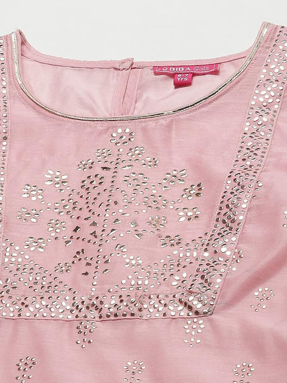 Pink Cotton Blend Flared Kurta Churidar Suit Set image number 1