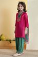 Pink Viscose Blend Straight Suit Set image number 3