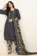 Green Cotton Printed Unstitched Suit Set image number 1