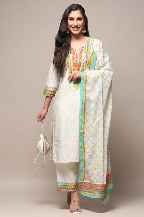 Fuschia Cotton Straight Suit Set image number 6