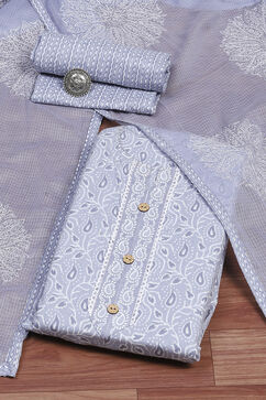 Blue Cotton Unstitched Suit Set image number 0