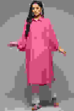 Pink Rayon Straight Printed Kurta image number 4