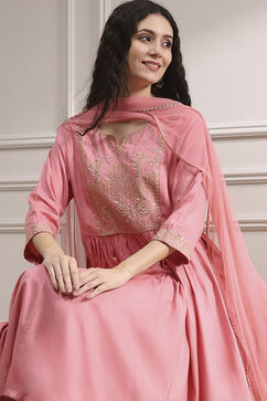 Peach-Colored Dyed Gathered Suit Set image number 8