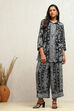Black Viscose Rayon Straight Printed Kurta Pants Set image number 6