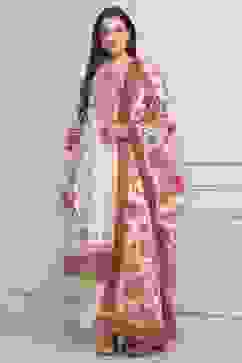 Off-White Cotton Floral Printed Straight Suit Set image number 0