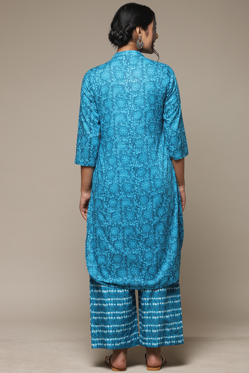 Yellow Cotton Straight Kurta Palazzo Suit Set image number 4