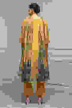 Yellow Chanderi Blend Printed Embroidered Unstitched Suit Set image number 5