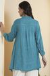 Sea Green Viscose Rayon Asymmetric Short Kurti image number 5