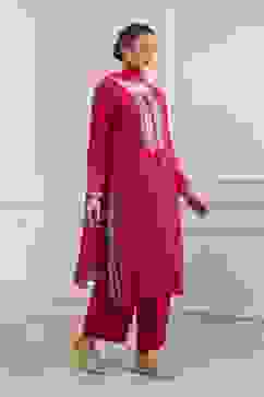 Fuchsia Solid Straight Suit Set image number 5