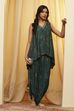 Teal Viscose Blend Straight Kurta Pants Set