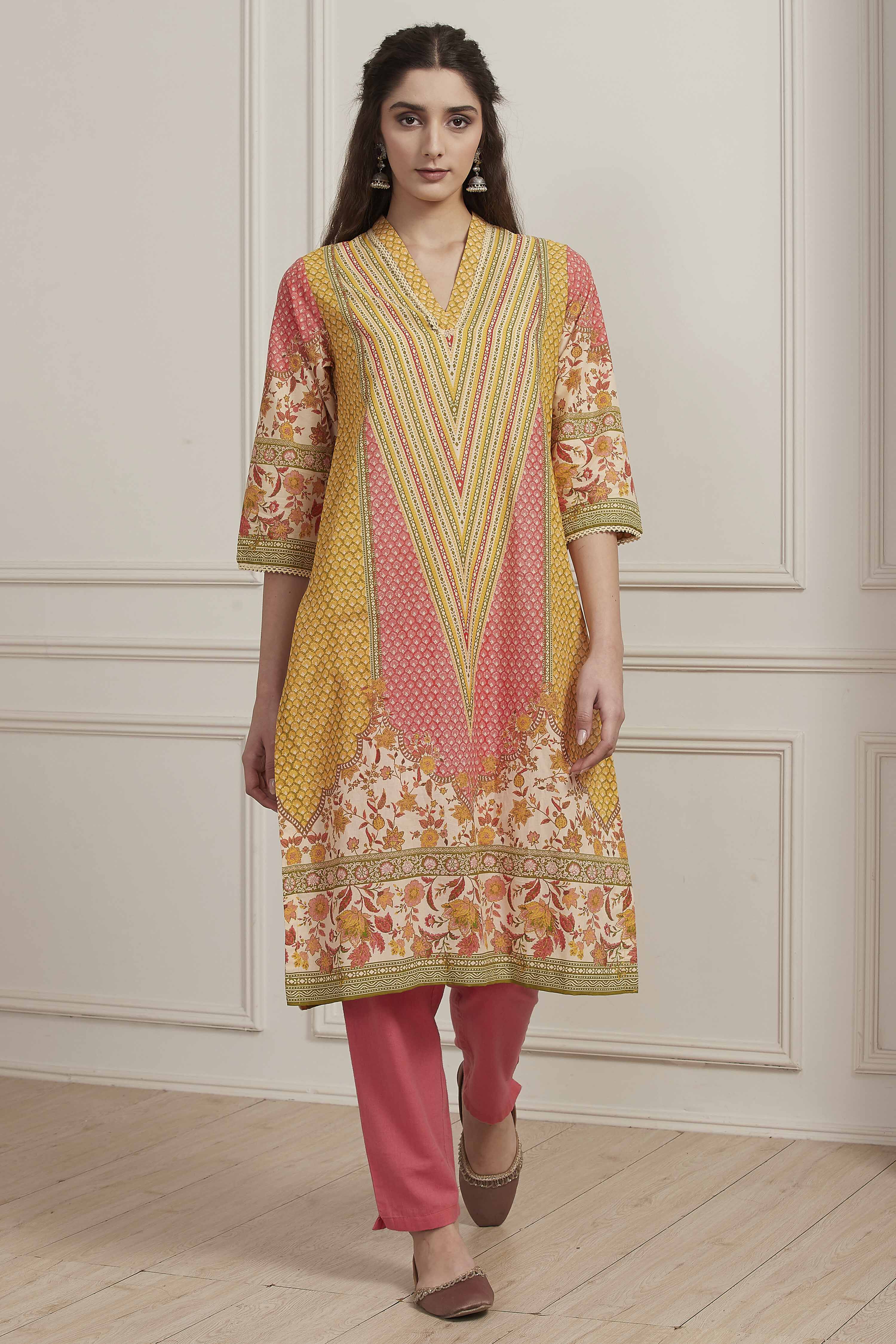 Red Cotton Straight Kurta image number 5