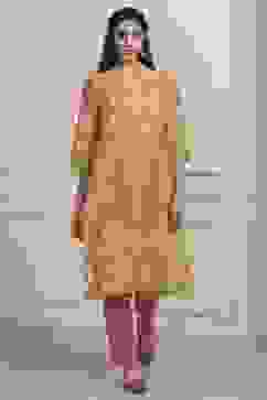 Yellow Cotton Straight Kurta image number 5