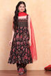 Black Viscose Blend Kalidar Suits image number 6