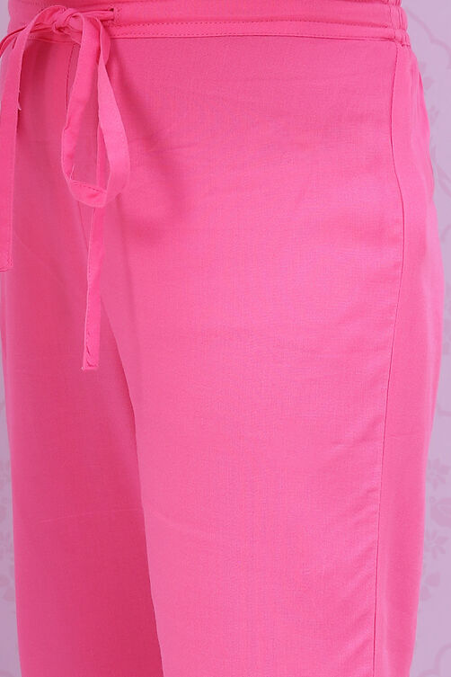 Pink Rayon Kalidar Printed Kurta Set image number 2