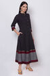 Black Cotton Flared Fusion Wear Dress image number 3